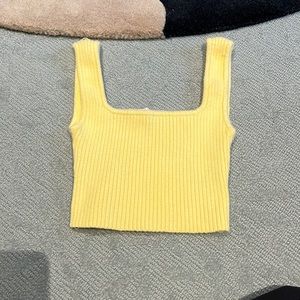 Yellow Knit Crop Top